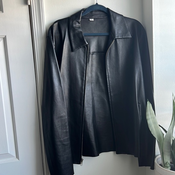 Barneys New York genuine leather jacket with working zipper